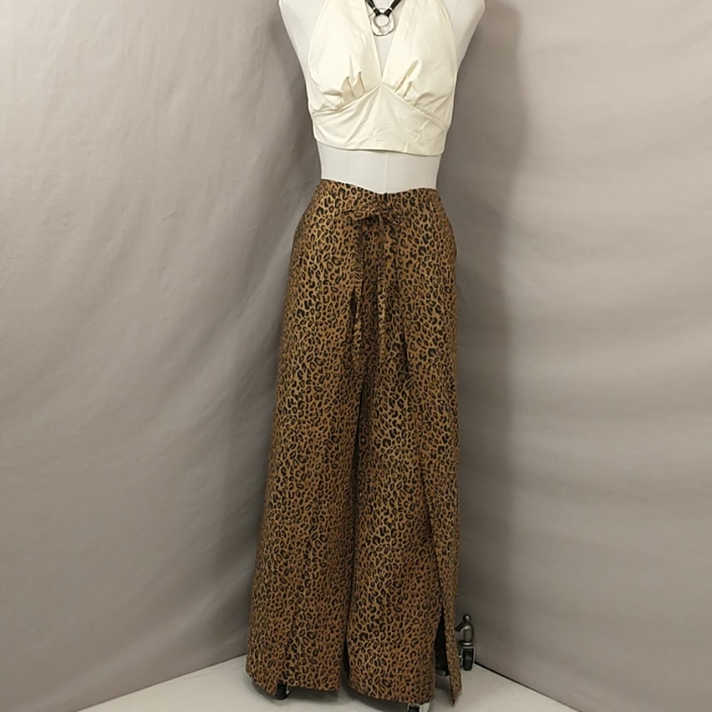 Leopard Print Wrap Pants Comfortable & Dramatic OOAK Handmade Flex Fit G.Quality